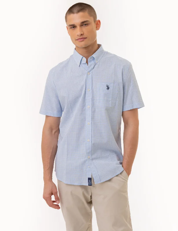 Funky T-shirts SHORT SLEEVE GINGHAM SHIRT WITH POCKET