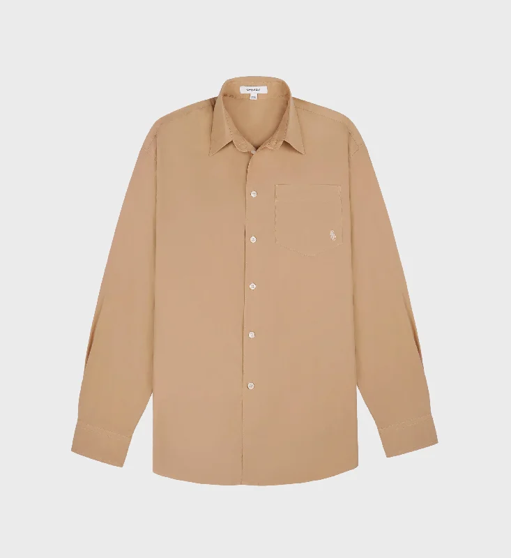 Casual Hoodies SRC Oversized Shirt - British Tan/White