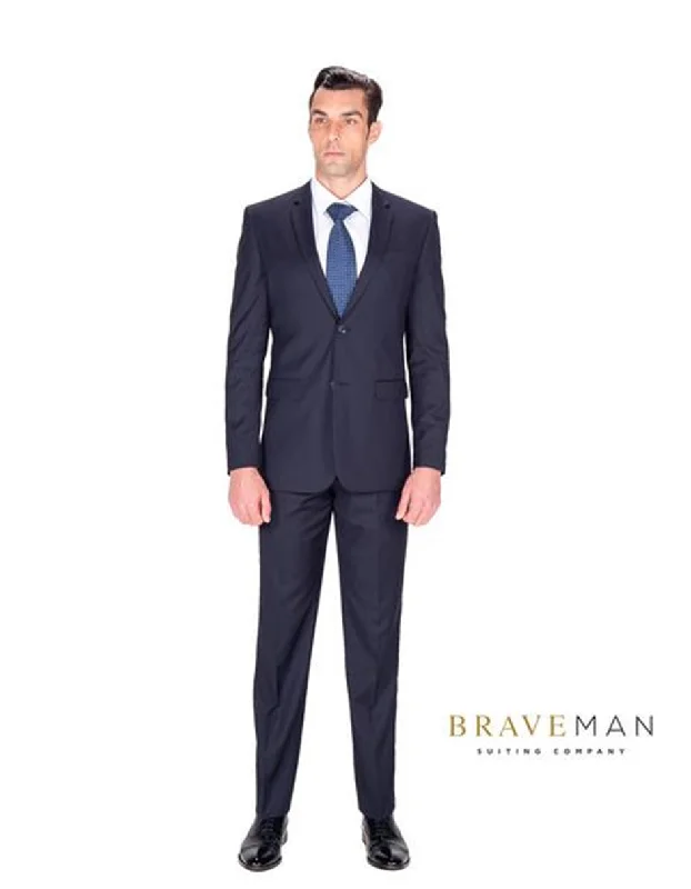 Leather Pants Slim Two Button Navy Suit