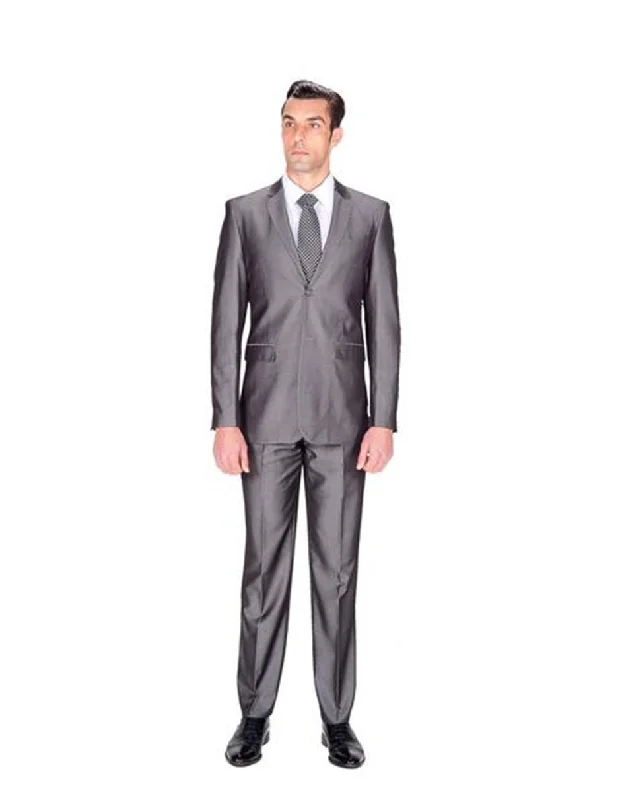 Utility Vests Grey Sharkskin Wedding Suit