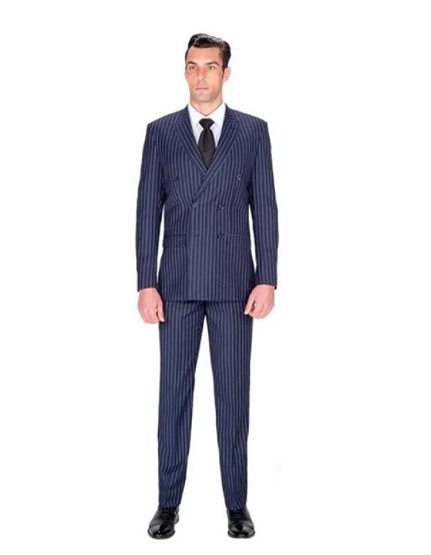 Varsity Jackets Double Breasted Navy Stripe Suit