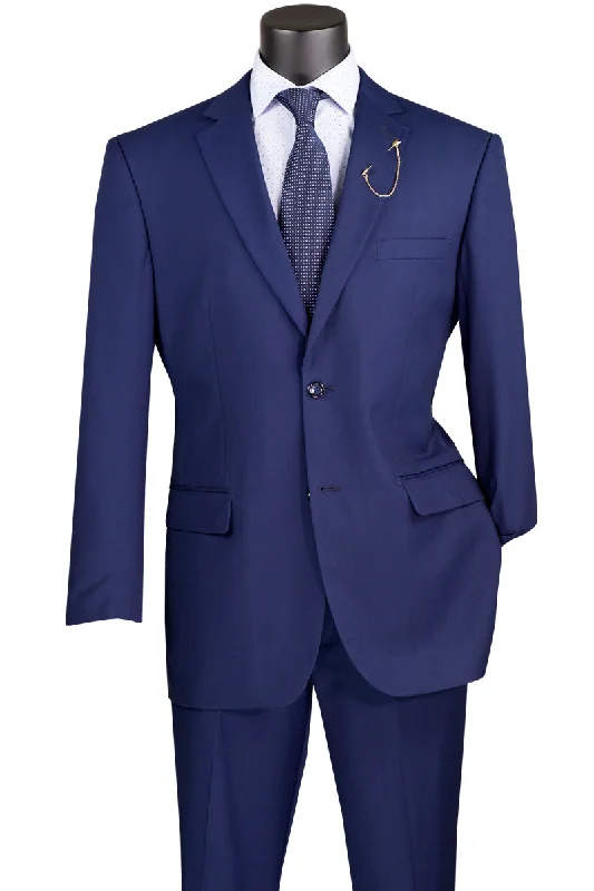 Casual Wear Twilight Blue Regular Fit 2 Piece Suit Flat Front Pants with 2″ Adjustable Waist Band