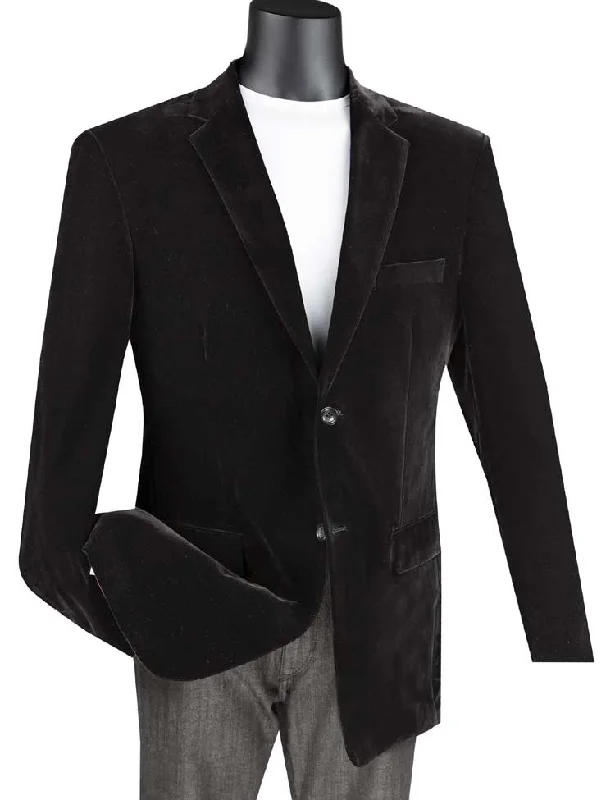 Soft Fabrics Velvet Regular Fit Fashion Jacket in Black