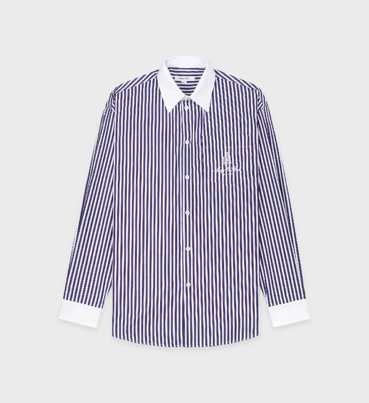 Street Tees Vendome Oversized Shirt - Navy Stripe/White