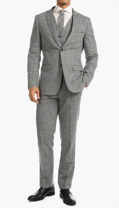 Casual Chic Vintage Tweed 3 Piece Suit Grey