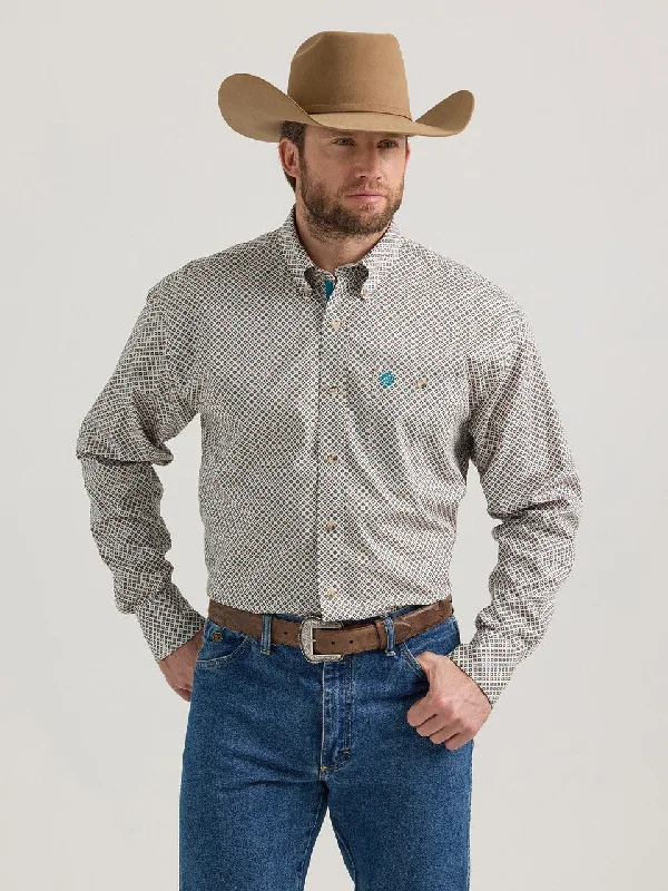 Sporty Suits Wrangler George Strait Brown Geo Print Western Shirt