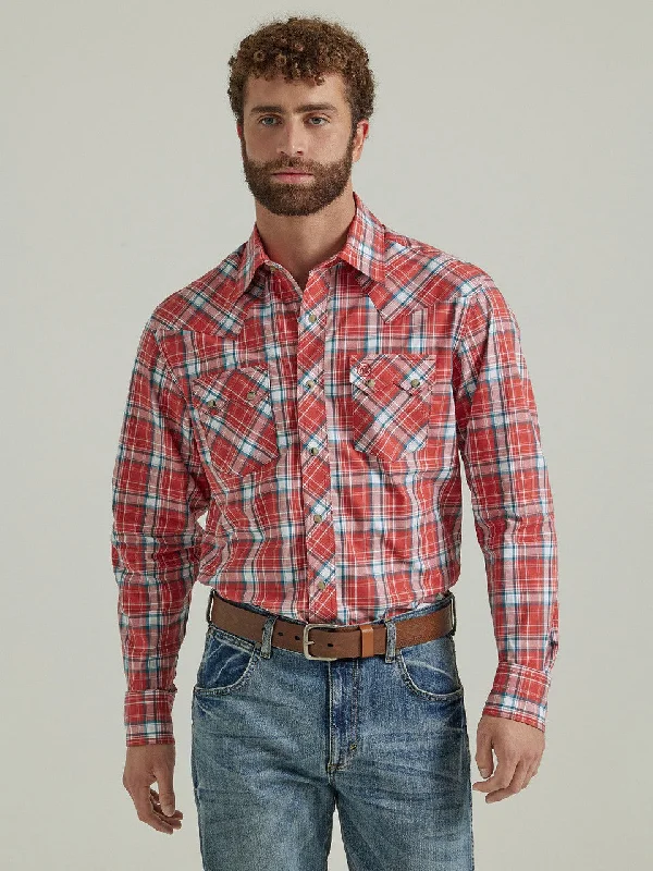 Bold Prints Wrangler Retro Core Snap Red Plaid