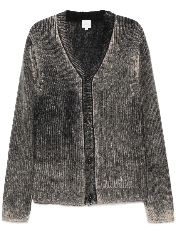 Stylish Polos Acid-Washed Printed-Effect Cardigan