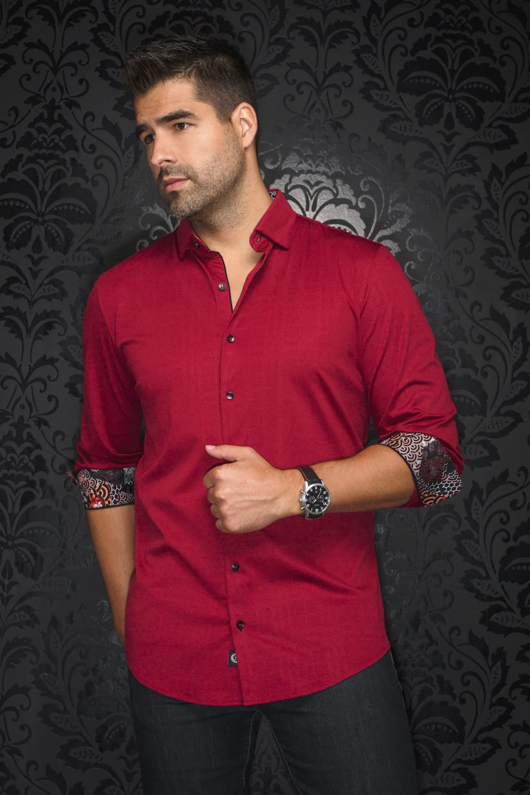 Smart Casual Au Noir Stretch Shirt | Varenna Cabernet