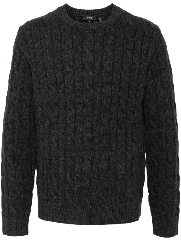 High-end Jackets Cable Knit Mock Neck Sweater