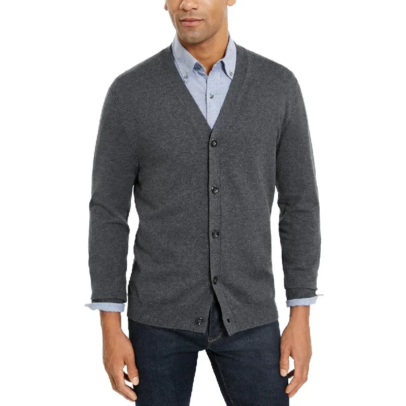 Fashion Basics Club Room Men's Knit V Neck Cardigan Grey Size Small