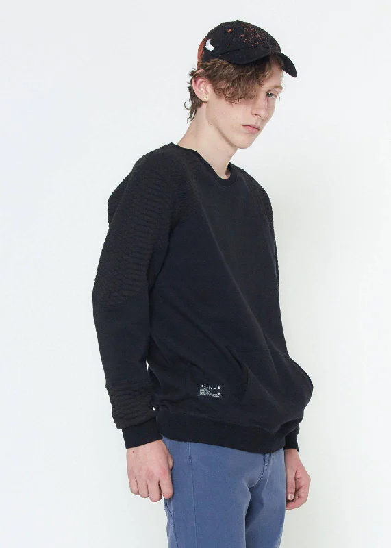 Premium Fabric Konus Men's Quilted Sweater in Black