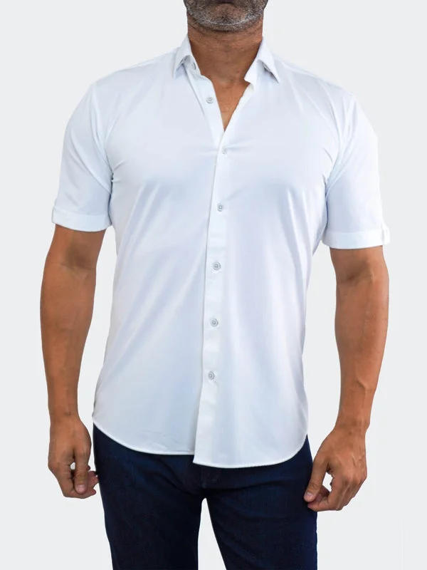 Warm Jackets Maceoo Stretch Short-Sleeve Shirt | Galileo StretchCore White