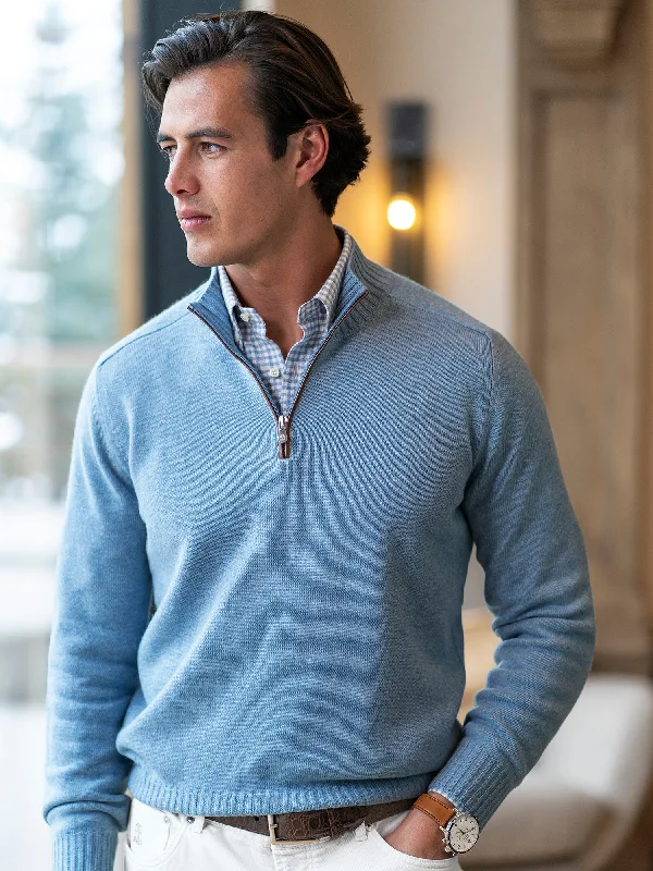 Relaxed Fit Marco Cashmere Quarter Zip Sweater