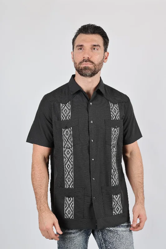 Wool Suits Men's Modern Charcoal GUAYABERA Shirt