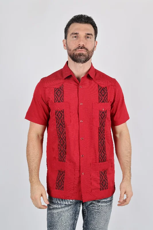 Modern Coats Men's Modern Red GUAYABERA Shirt