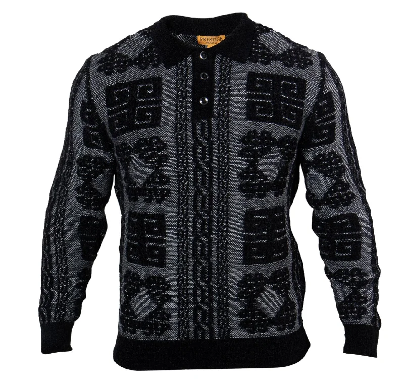 Casual Polos Prestige CH-420 3 Button Polo Sweater - Black