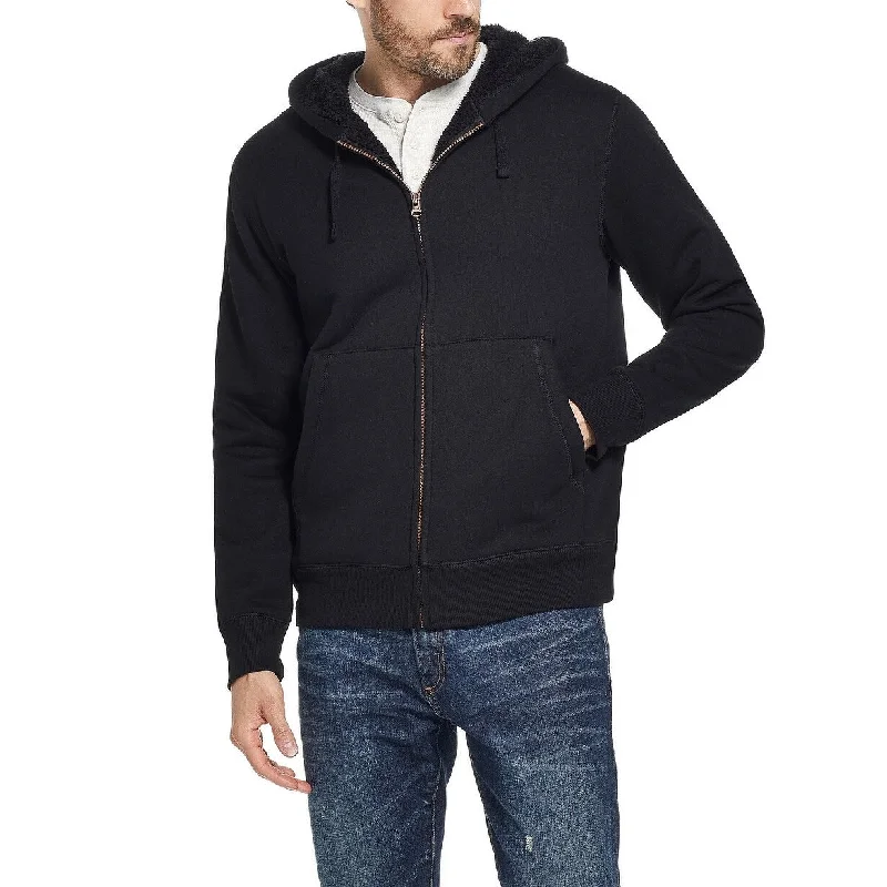 Casual Cardigans Weatherproof Men's Fleece Lined Hoodie Black Beauty Size Large